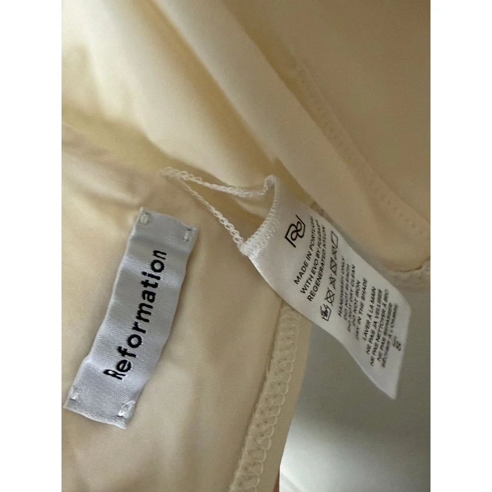Reformation Cream Bikini Top Square Neck Spaghetti Strap Gold Clasp Size S